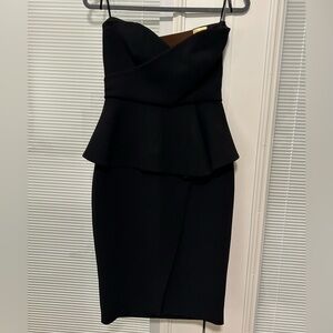 10 Crosby Derek Lam Black Strapless Peplum Dress